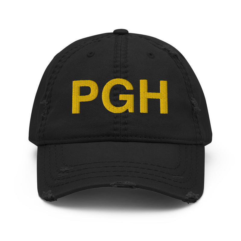 PGH Black & Gold Pittsburgh Distressed Dad Hat