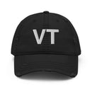 Vermont VT State Abbreviation Distressed Dad Hat