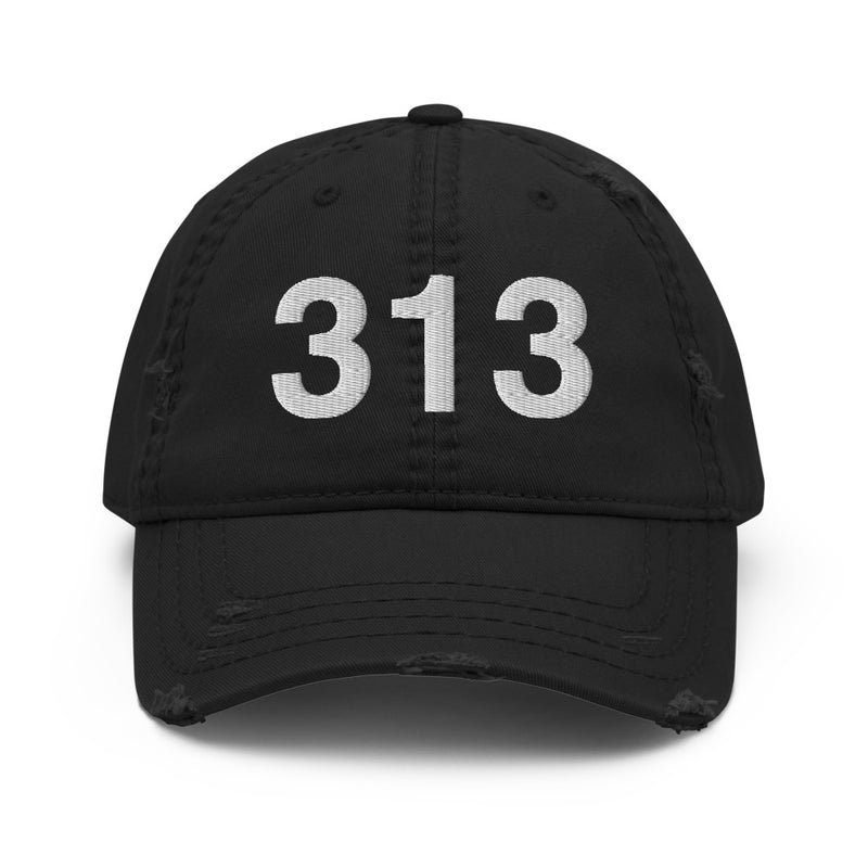 313 Detroit MI Area Code Distressed Dad Hat