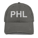 PHL Philadelphia Airport Code Distressed Dad Hat