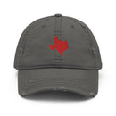 Red Texas Distressed Dad Hat