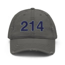 Navy & Gray 214 Dallas Area Code Distressed Dad Hat
