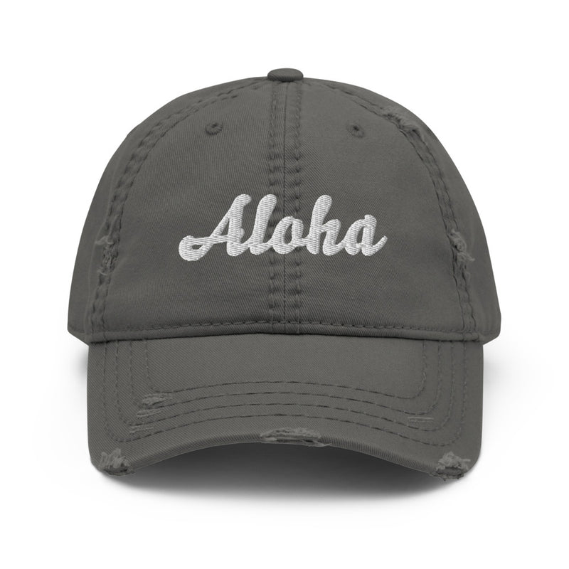 Cursive Aloha Distressed Dad Hat