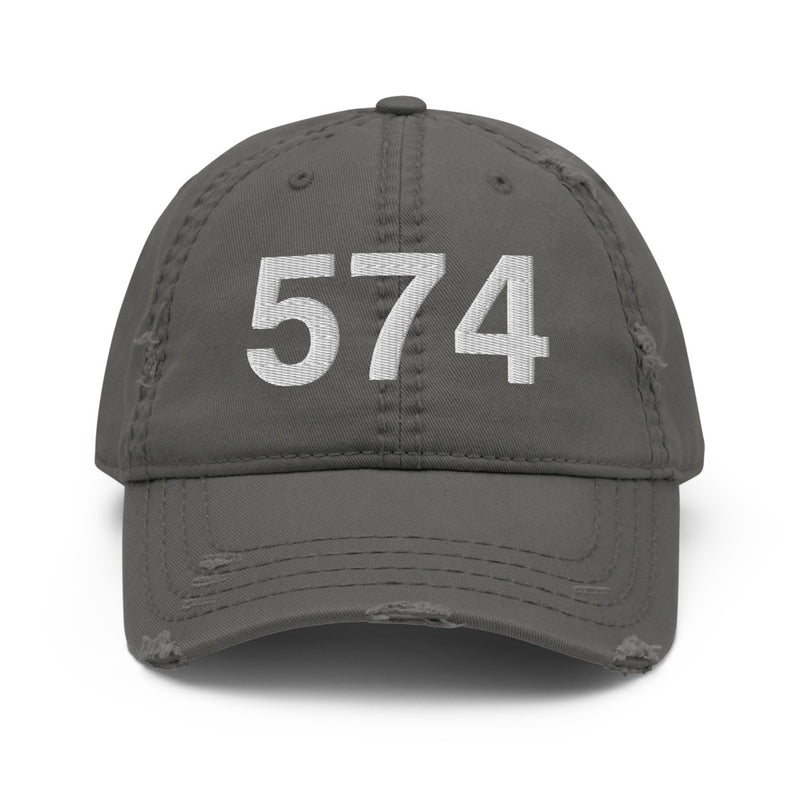 574 South Bend IN Area Code Distressed Dad Hat