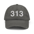 313 Detroit MI Area Code Distressed Dad Hat