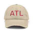 White & Red ATL Distressed Dad Hat