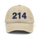 Navy & Gray 214 Dallas Area Code Distressed Dad Hat