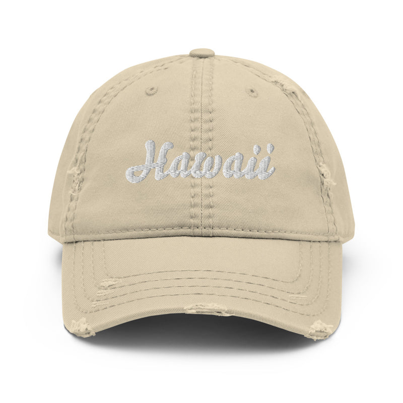 Cursive Hawaii Distressed Dad Hat