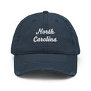 Cursive North Carolina Distressed Dad Hat