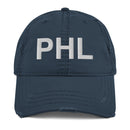 PHL Philadelphia Airport Code Distressed Dad Hat
