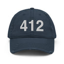 412 Pittsburgh Area Code Distressed Dad Hat