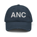 ANC Anchorage Airport Code Distressed Dad Hat
