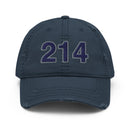 Navy & Gray 214 Dallas Area Code Distressed Dad Hat