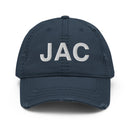 JAC Jackson Hole Airport Code Distressed Dad Hat