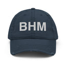 BHM Birmingham Airport Code Distressed Dad Hat