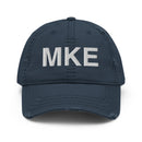 MKE Milwaukee Airport Code Distressed Dad Hat