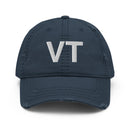 Vermont VT State Abbreviation Distressed Dad Hat