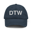 DTW Detroit MI Airport Code Distressed Dad Hat