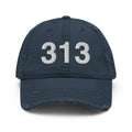 313 Detroit MI Area Code Distressed Dad Hat