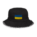 Flag of Ukraine Distressed Denim Bucket Hat