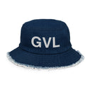 GVL Greenville SC Airport Code Distressed Denim Bucket Hat