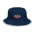 Denver Colorado Flag Distressed Denim Bucket Hat.