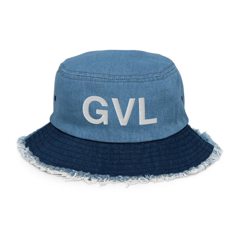 GVL Greenville SC Airport Code Distressed Denim Bucket Hat