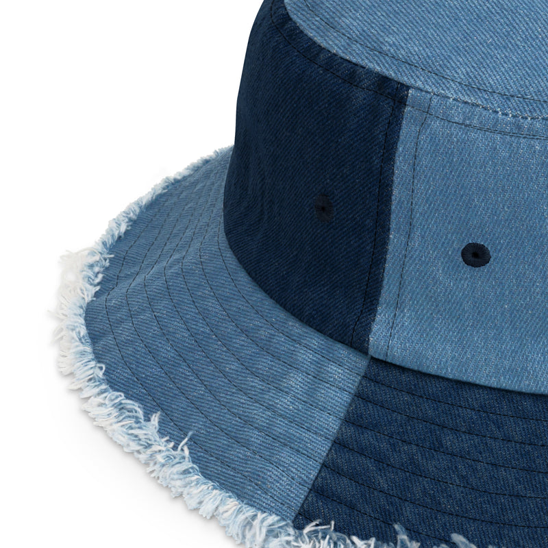 Denver Colorado Flag Distressed Denim Bucket Hat.