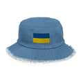 Flag of Ukraine Distressed Denim Bucket Hat