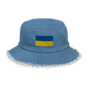 Flag of Ukraine Distressed Denim Bucket Hat