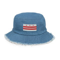Washington DC Flag Distressed Denim Bucket Hat