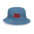 Moroccan Flag Distressed Denim Bucket Hat