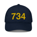Blue and Gold 734 Ann Arbor MI Area Code Organic dad hat