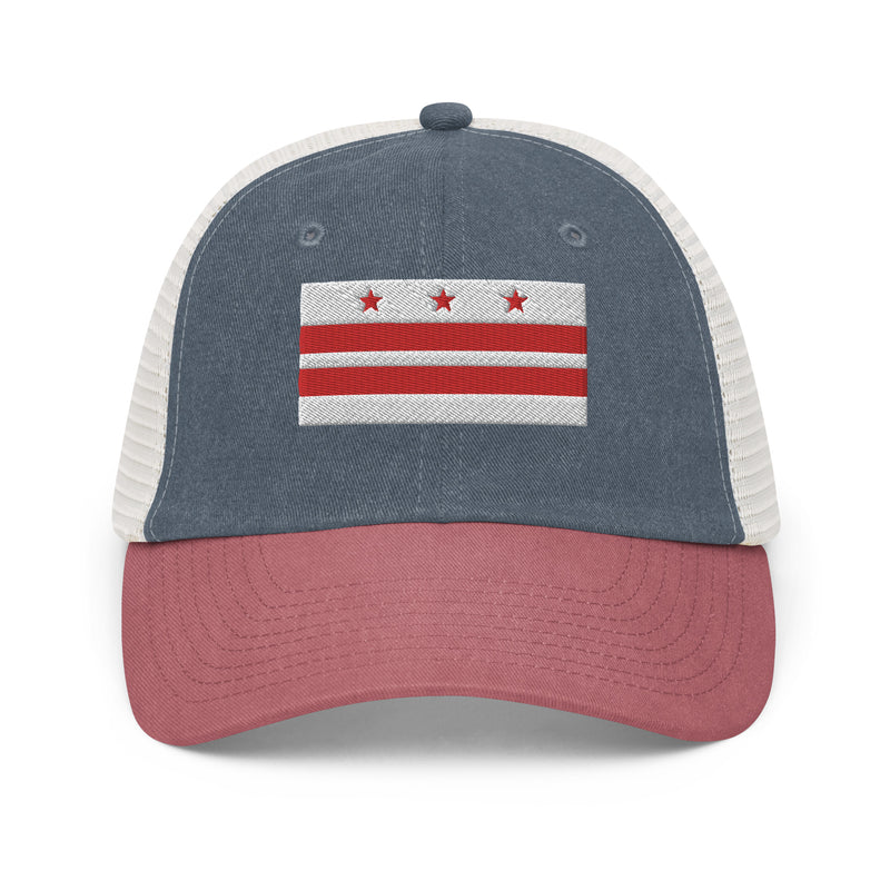 Washington DC Flag Faded Trucker Hat