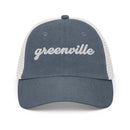 Cursive Greenville SC Faded Trucker Hat