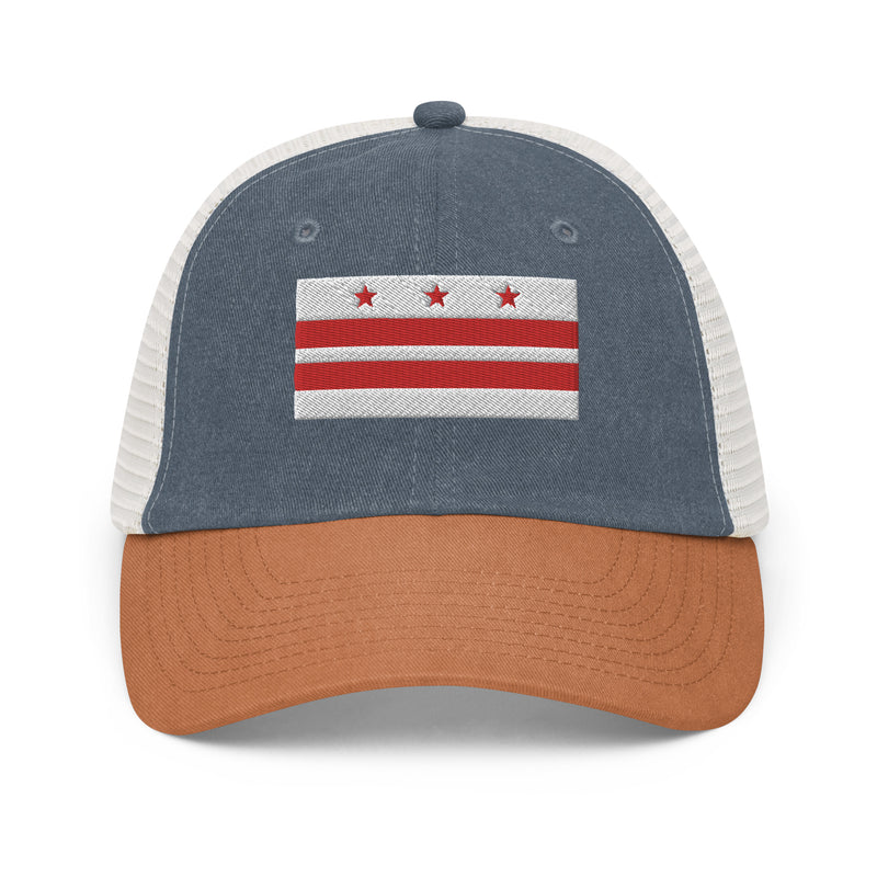 Washington DC Flag Faded Trucker Hat