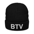 BTV Burlington Airport Code Recycled Polyester Cuffed Beanie