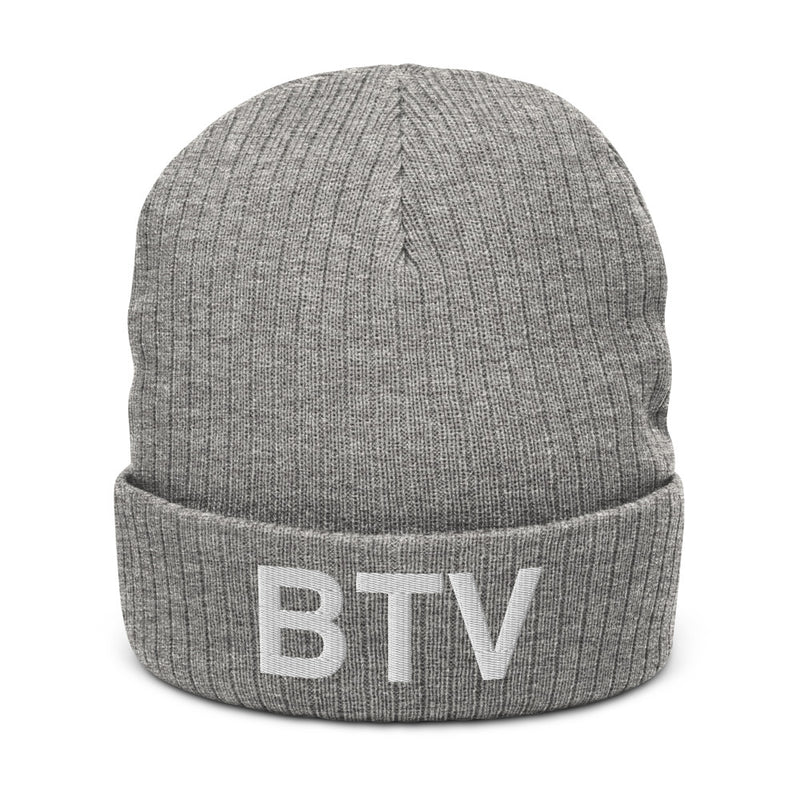 BTV Burlington Airport Code Recycled Polyester Cuffed Beanie