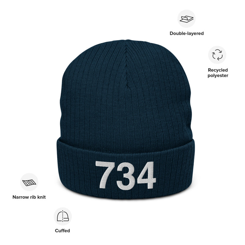 734 Ann Arbor Mi Area Code Recycled Cuffed Beanie