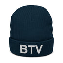 BTV Burlington Airport Code Recycled Polyester Cuffed Beanie