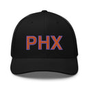 Orange and Purple PHX Phoenix Airport Code Trucker Hat