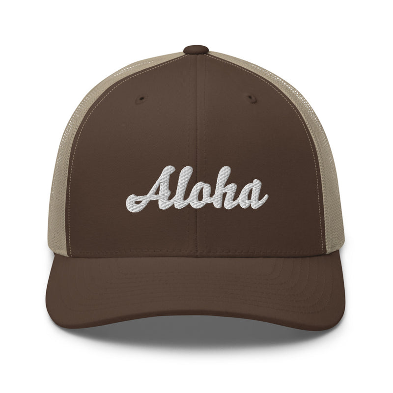 Cursive Aloha Trucker Hat