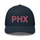 Orange and Purple PHX Phoenix Airport Code Trucker Hat