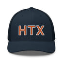 Navy and Orange HTX Houston City Code Trucker Hat
