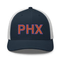 Orange and Purple PHX Phoenix Airport Code Trucker Hat