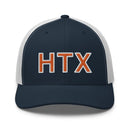 Navy and Orange HTX Houston City Code Trucker Hat