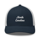 Cursive North Carolina Trucker Hat