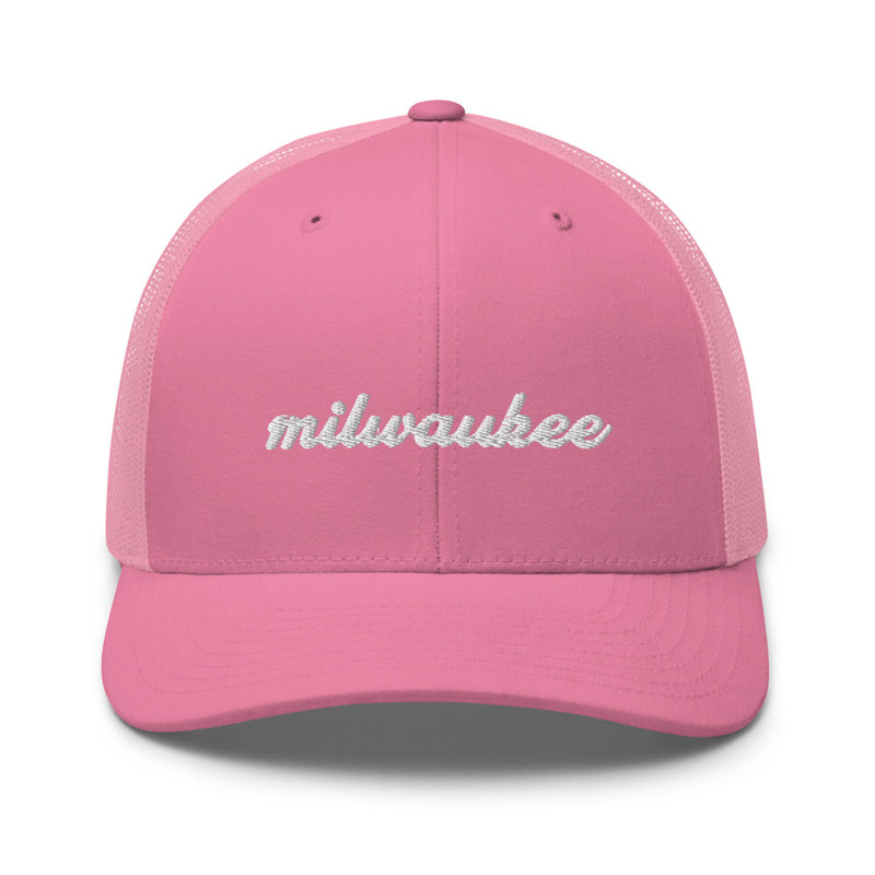 Cursive Milwaukee Trucker Hat