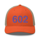 Orange and Purple 602 Phoenix Area Code Trucker Hat