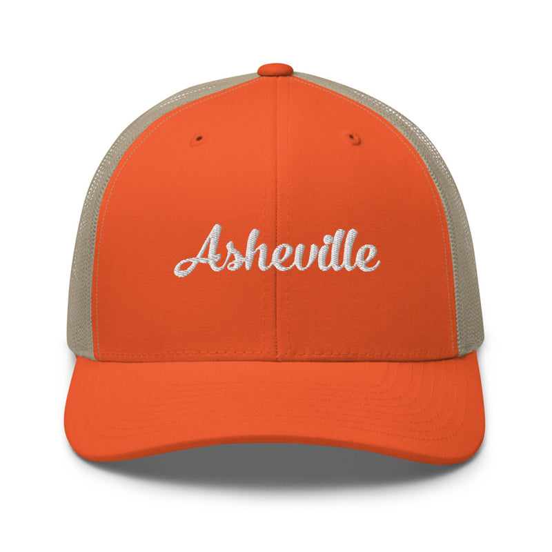 Cursive Asheville NC Trucker Hat